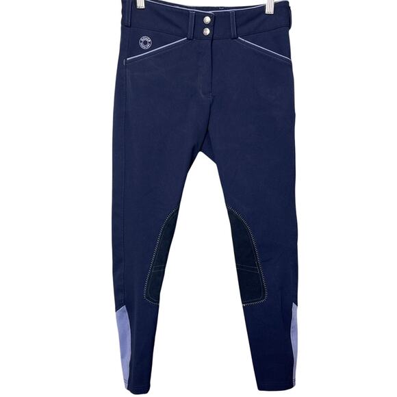 Dover Saddlery Riding Sport™ Ladies’ Synchrony Knee-Patch Breeches Blue Size 24 - Picture 1 of 9
